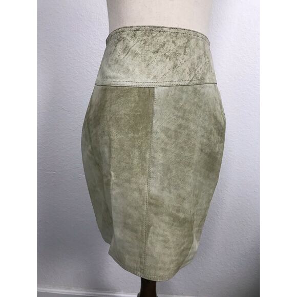Winlit Vintage Distressed Leather Mini Pencil Straight Skirt - Picture 1 of 12
